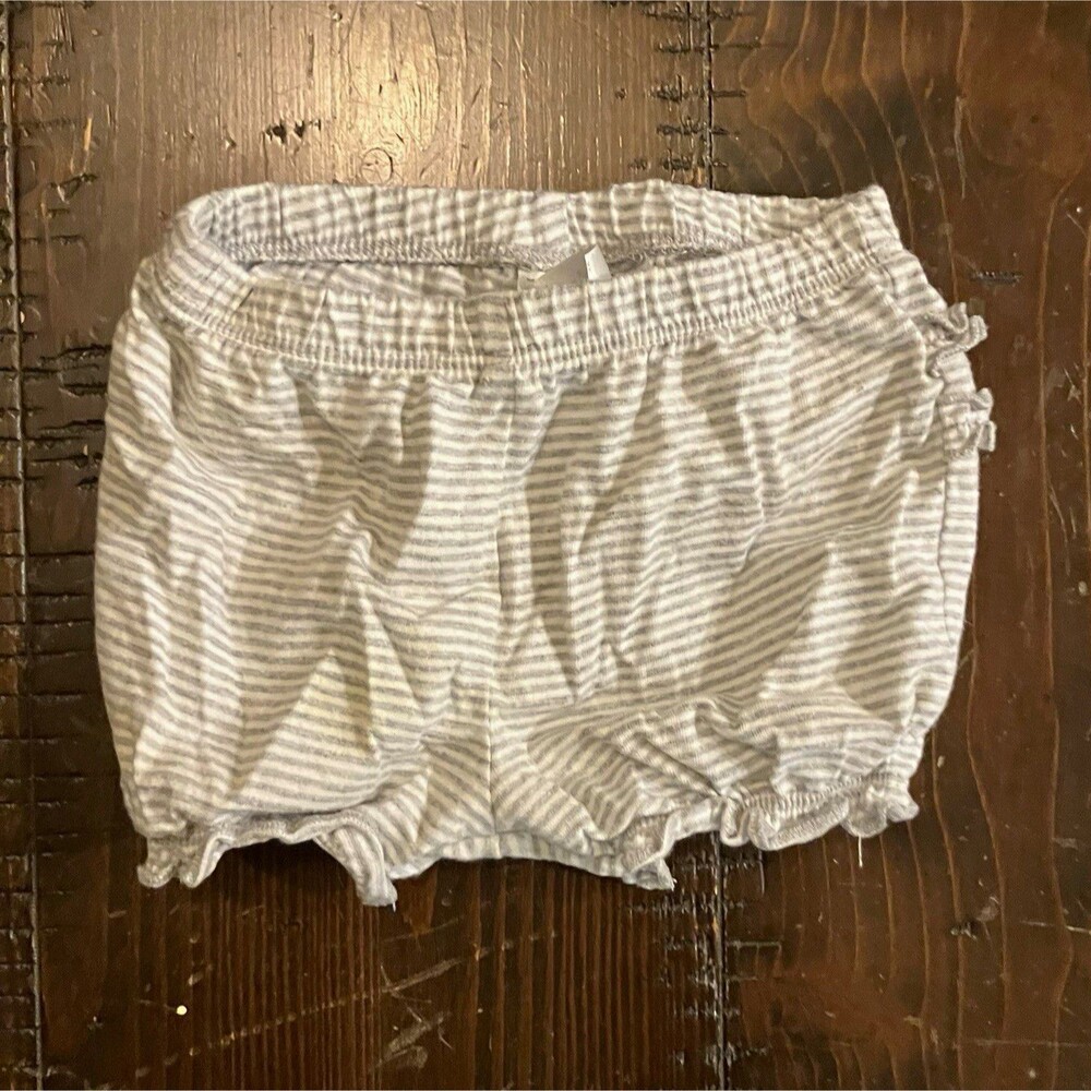 Baby & Toddler Unisex Bloomer Shorts Gray/White Striped Ruffle Pull-On